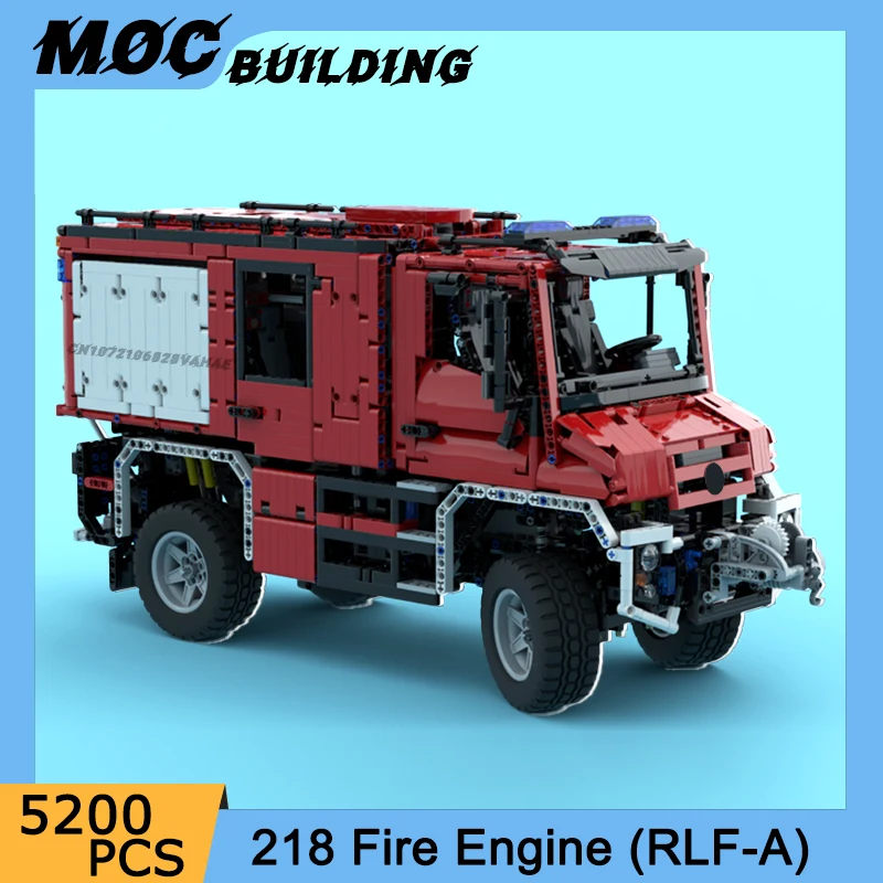 Moc Simulation Stadt Feuerwehrauto Lkw Modell Bausteine Feuerwehr Zubehör Kit Motor Maschine Technologie Ziegel Spielzeug Geschenk Image