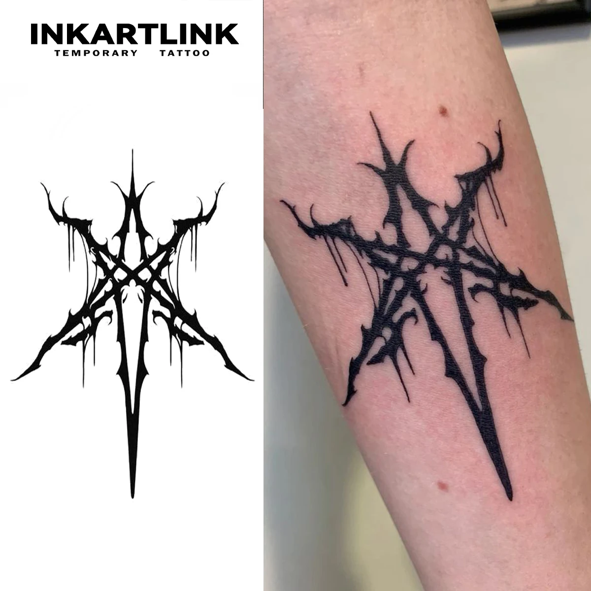 Temporäres Blackletter-Tattoo, hält bis 15 Tage, neue Technologie, magischer, wasserfester, semi-permanenter Aufkleber. Image