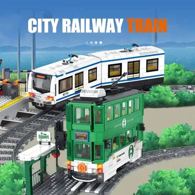 Stadt Metro technische Moc Straßenbahn U-Bahn Modellbau steine DIY elektrische Eisenbahn Züge Plattform Ziegel Spielzeug für Kinder Geschenk Image
