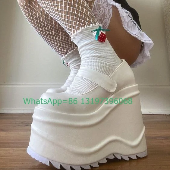 Dame Landebahn y2k weiße Plattform Mary Janes neu ankommen Schnalle Riemen Schuhe Schuhe lässig weiß pu elegante Schuhe Tanz Party Schuhe
