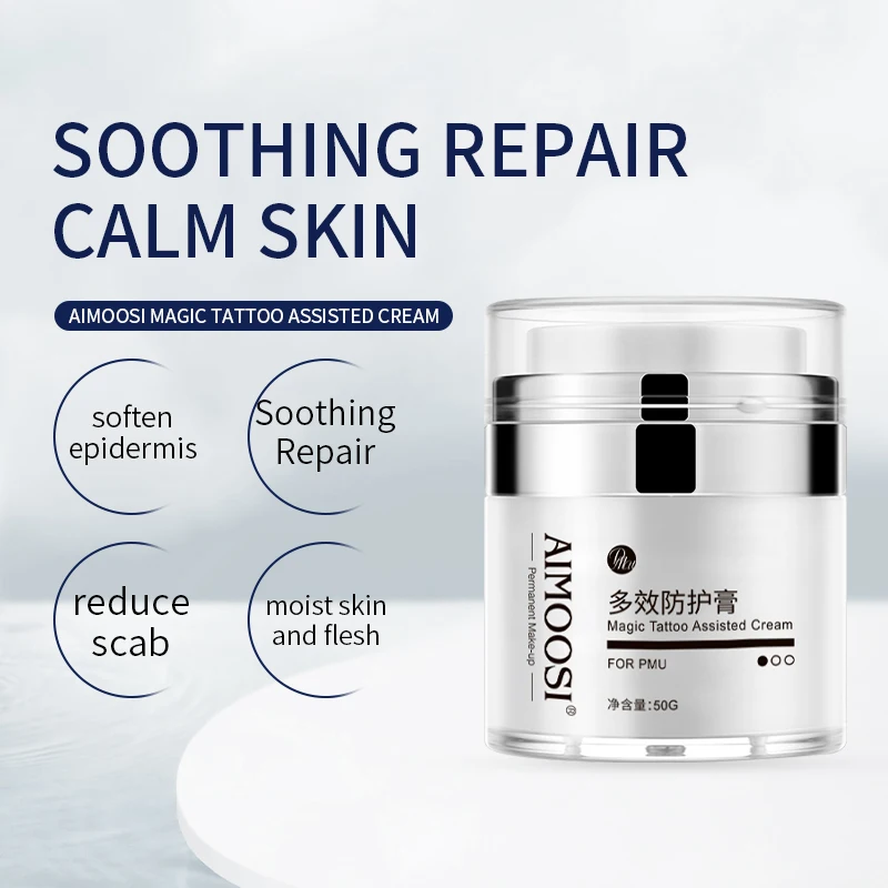 Aimoosi Tattoo Assisted Repair Cream für Augenbrauen, Lippen, Microblading, semi-permanentes Make-up, entzündungshemmende Reinigung, Anti-Narbe Image