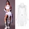 Pole Dance Kleidung Frauen Jazz Kostüm weiß Anzug Tops Shorts Hip Hop Gogo Tanz Performance Outfit