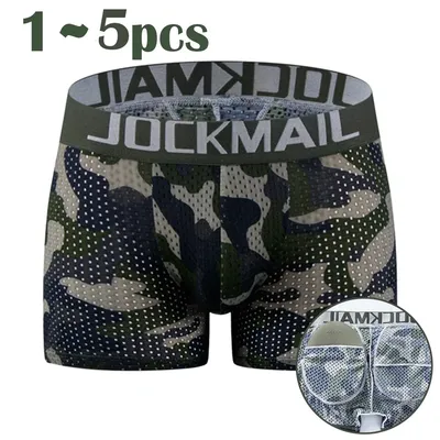 1-5 stücke Männer Gesäß Lifter Boxer Unterwäsche Mesh Gesäß Lifter gepolsterte Unterwäsche Mode Mann Tarnung Boxer Shorts Unterhose Image