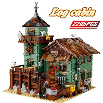 Neue Technische Ideen Fischer Kabine Fishing Shop Bausteine Boot Haus Diner Dock Ziegel MOC Modell Image