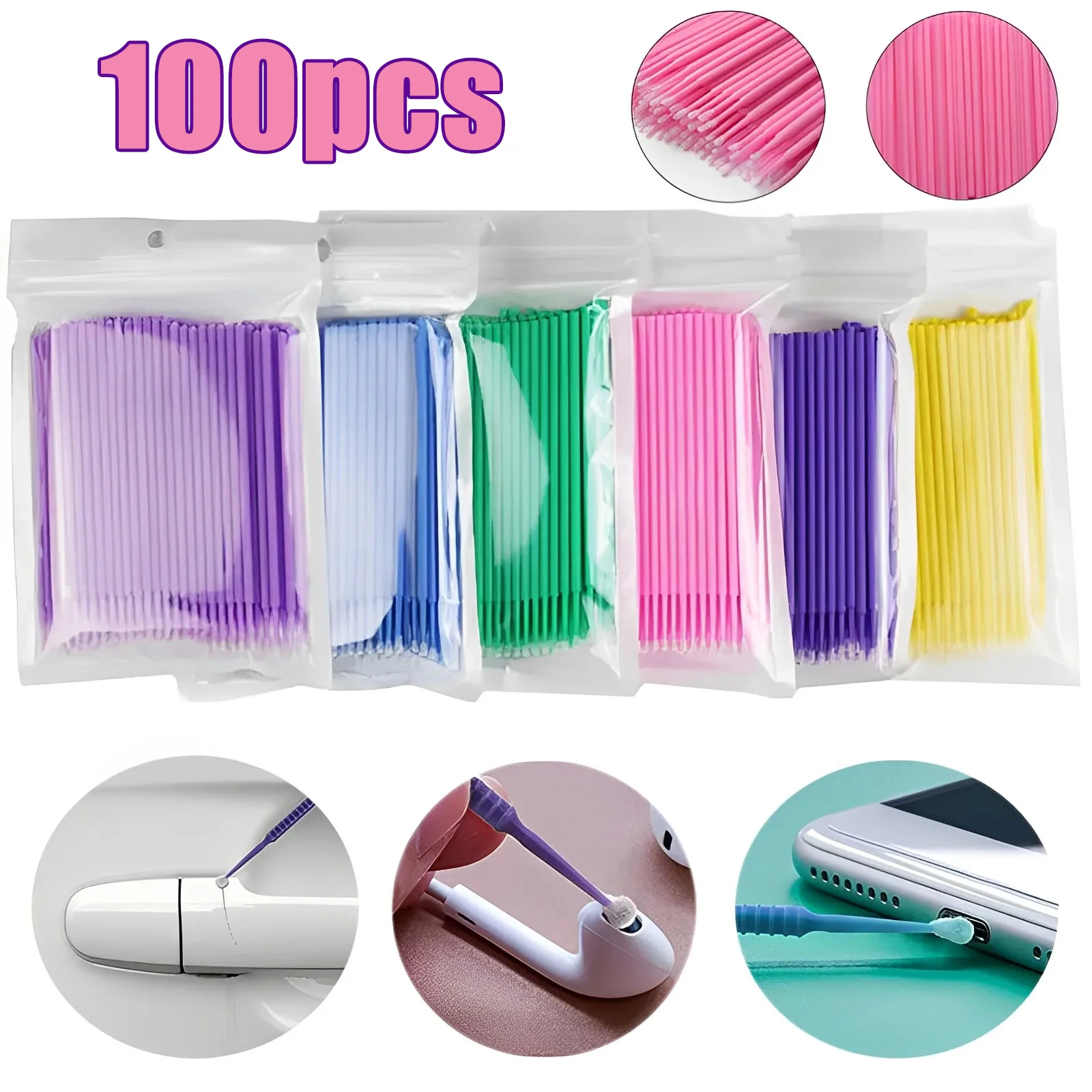 100 Stück/Packung Auto Detail lierungs bürste Auto Wartung Wasch werkzeuge Pinsel Farbe Ausbesserung stift kleine Spitze Mini Kopf bürste Autozubehör Image