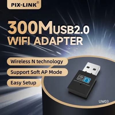 Pix-link uw03 mini usb wifi adapter für pc windows mac 300mbps wifi adapter 2,4 ghz langstrecken usb