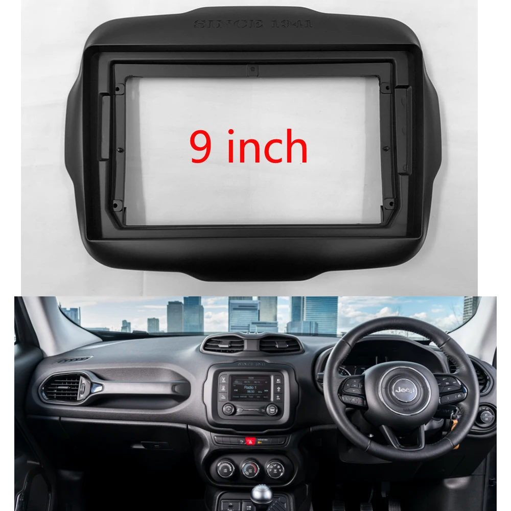 2 din 9 Zoll Autoradio Kunststoff Blende Panel Rahmen für Jeep Renegade 2016 ~ 2020 Installation DVD GPS MP5 Abs PC Dash Mount Kit