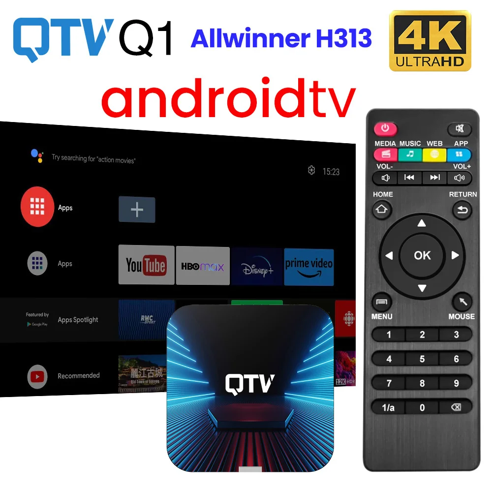 VONTAR QTV Q1 TV-Box Android 10 Allwinner H313 mit 2 GB 16 GB Unterstützung 4K H.265 Wifi TV Dongle Media Player Set-Top-Box 1 GB 8 GB Image