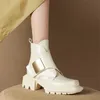 Neue Winter Split Leder Frauen Stiefel Karree Blockabsatz Plattform Stiefel für Frauen High Heels Kurze Stiefel Prägnante Damen Schuhe