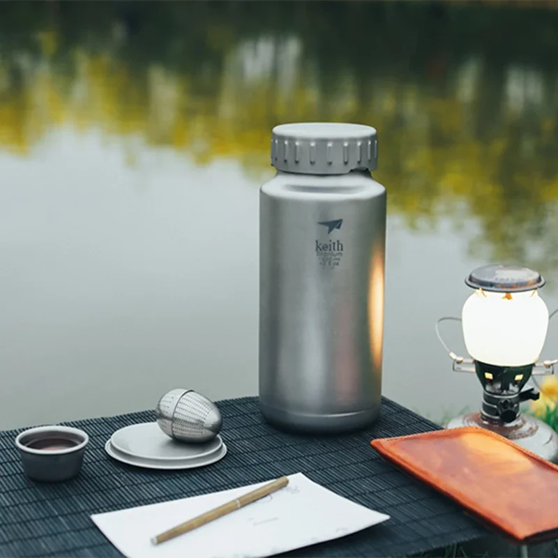 Keith Titan-Sportflasche, 0,9 l/1,2 l, großes Fassungsvermögen, Wasserkocher, Outdoor, Camping, Trinkgeschirr, breite Öffnung, ohne Gewinde, Wasserflasche Image