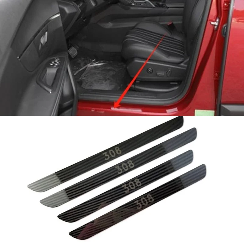 4 teile/los Kohle faser korn Edelstahl für 2009-2021 Peugeot t8 t9 Auto Auto Türschwelle Scuff Plate Pedal abdeckung Image