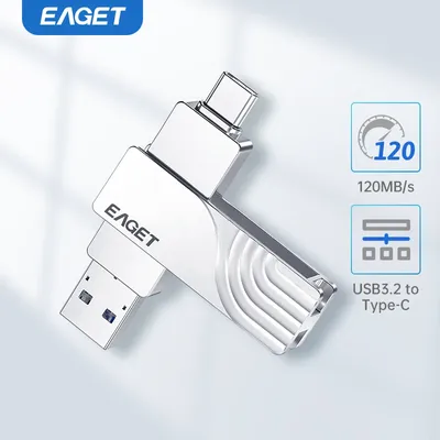 EAGET CF30 USB 3. 2 Typ C auf USB-Flash-Laufwerk, 1 Zähne, 32 GB, 2 in 1 USB 3.2 Memory Stick, Flash-Disk, Typ-C-Stick