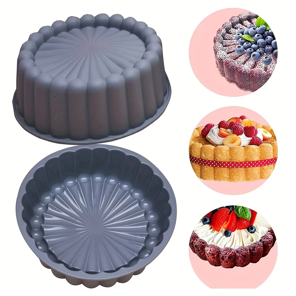 Charlotte Kuchen form runde Silikon Erdbeer Short cake Backform Kuchen Pfanne Schwamm Flan Form Back werkzeuge Image