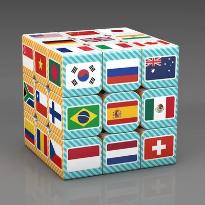 3x3x3 Zauberwürfel mit Flaggen mustern Kinder geschenk Puzzle Kinder extreme Zauberwürfel Spielzeug Image