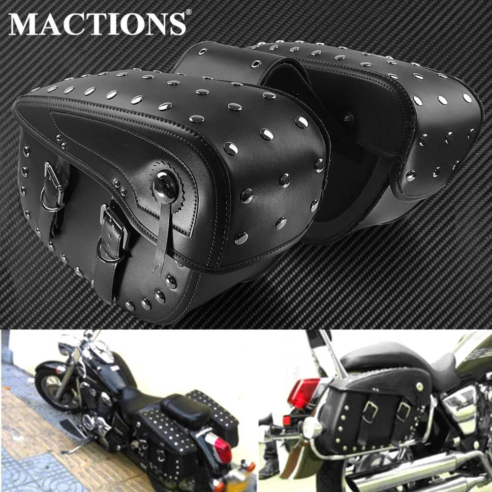 2 Stücke Motorrad Punk Satteltaschen Seitentaschen Wasserdichte Pu-leder Satteltasche Ritter Gepäck Werkzeugtaschen Für Harley Taschen Für Harley Sportster 883 1200 XL Prince Cruise