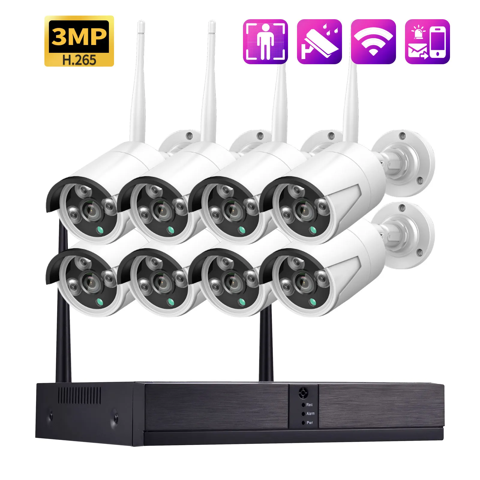 Gadinan 8CH Drahtlose Wifi CCTV System Gesicht Erkennen H.265x NVR 3MP Outdoor Kugel Audio Kamera IP Set WiFi Video Überwachung kit Image