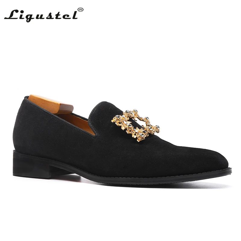 Ligustel Schuh Männer Original Designer Luxus Freizeit schuhe Slip on Mode Hochzeits feier Abschluss ball schwarze Slipper für Männer Schuhe plus Größe