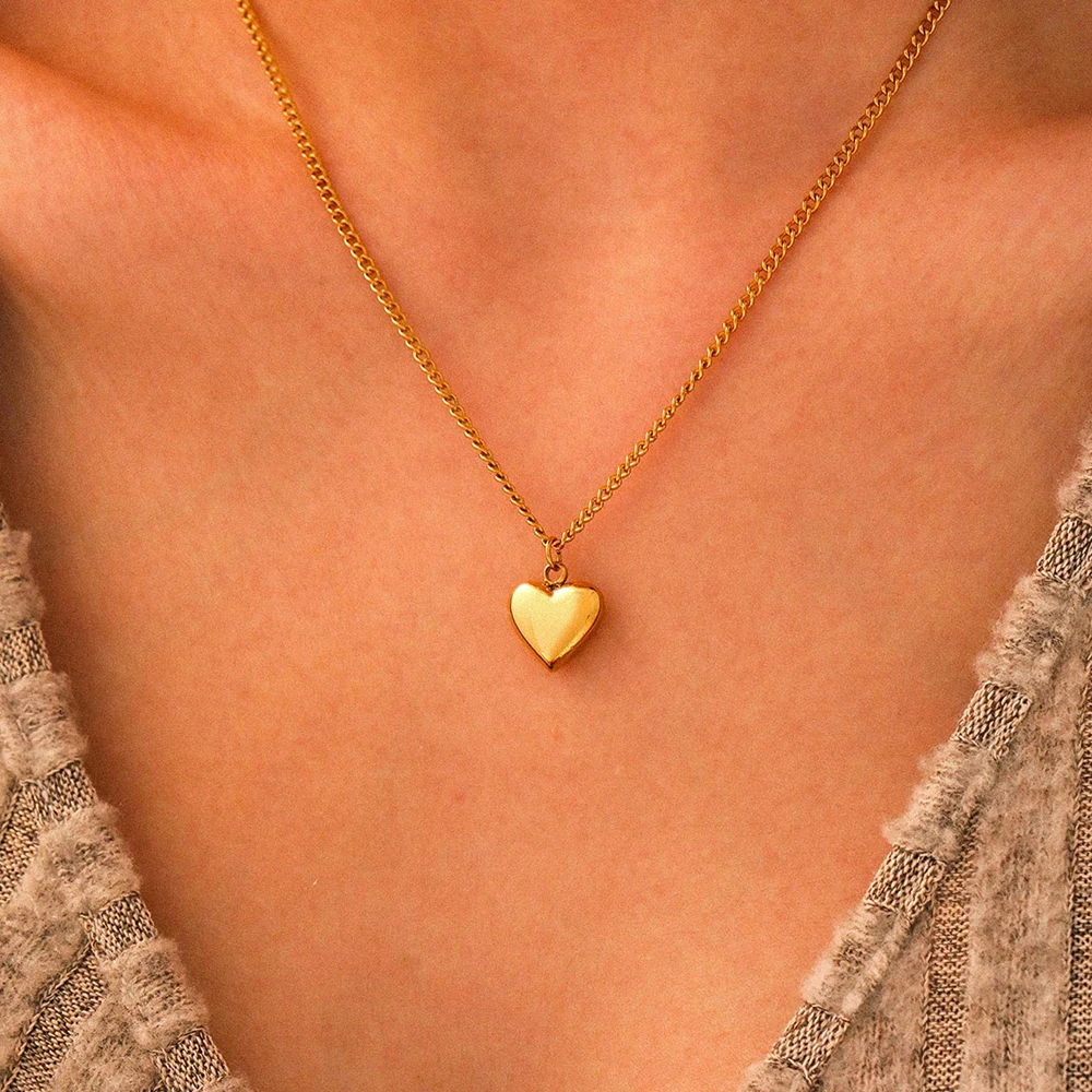 Edelstahl Halsketten verzierten Luxus Herz Anhänger Kette neue Senior Halskette für Frauen Schmuck Hochzeitstag Geschenke Image