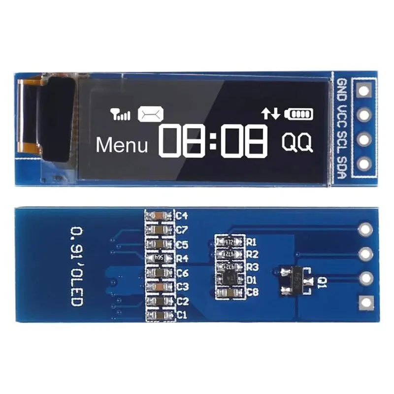 0,91 Zoll I2C OLED Display Modul I2C SSD1306 OLED Display Modul Weiß/BLAU I2C OLED Bildschirm Treiber DC 3,3 V ~ 5 V für Arduino Image