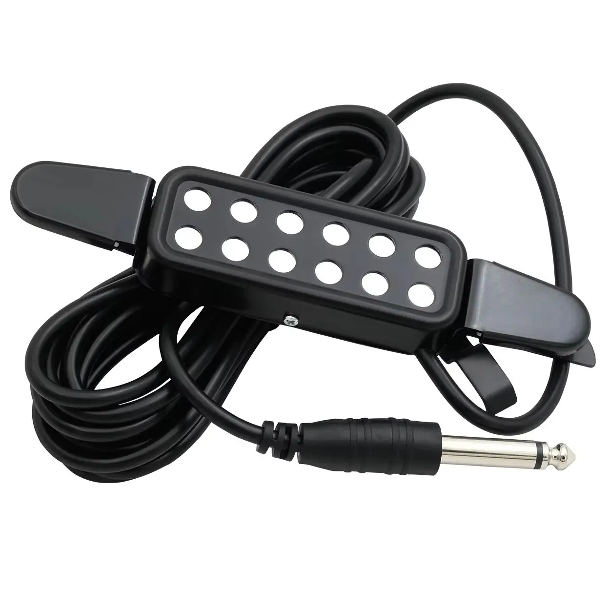 12-Loch-Tonabnehmer für Akustikgitarre, Schallloch-Tonabnehmer, magnetischer Wandler mit 3 m 6,35 mm Stecker, Audiokabel, Gitarrenzubehör und Teile Image