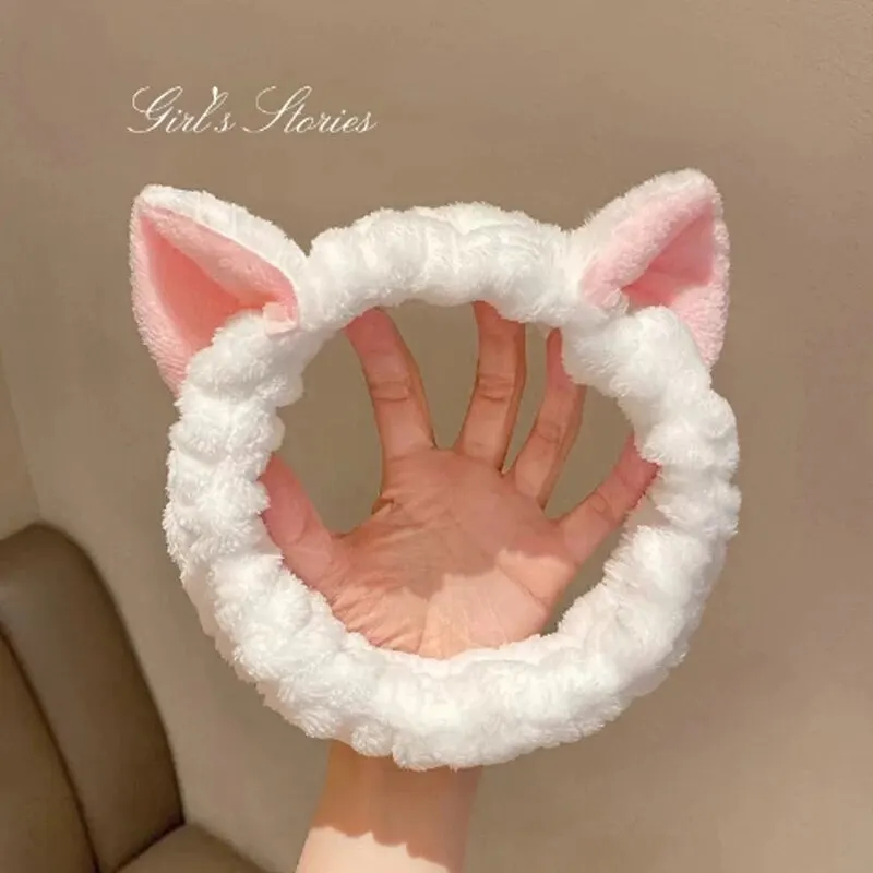 Haarband Katze Korallen Plüsch Stirnband Niedliche Weiche Haarschleife Stirnband Haarband Waschen Gesicht Make-Up Stirnband Verband Mädchen Zubehör Image