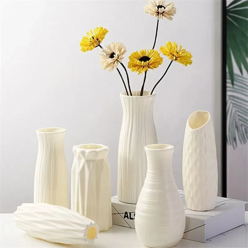 1pc Nordic Kunststoff Vase Einfache Kleine Frische Blumentopf Lagerung Flasche für Blumen Wohnzimmer Moderne Hause Dekorationen Ornamente Image