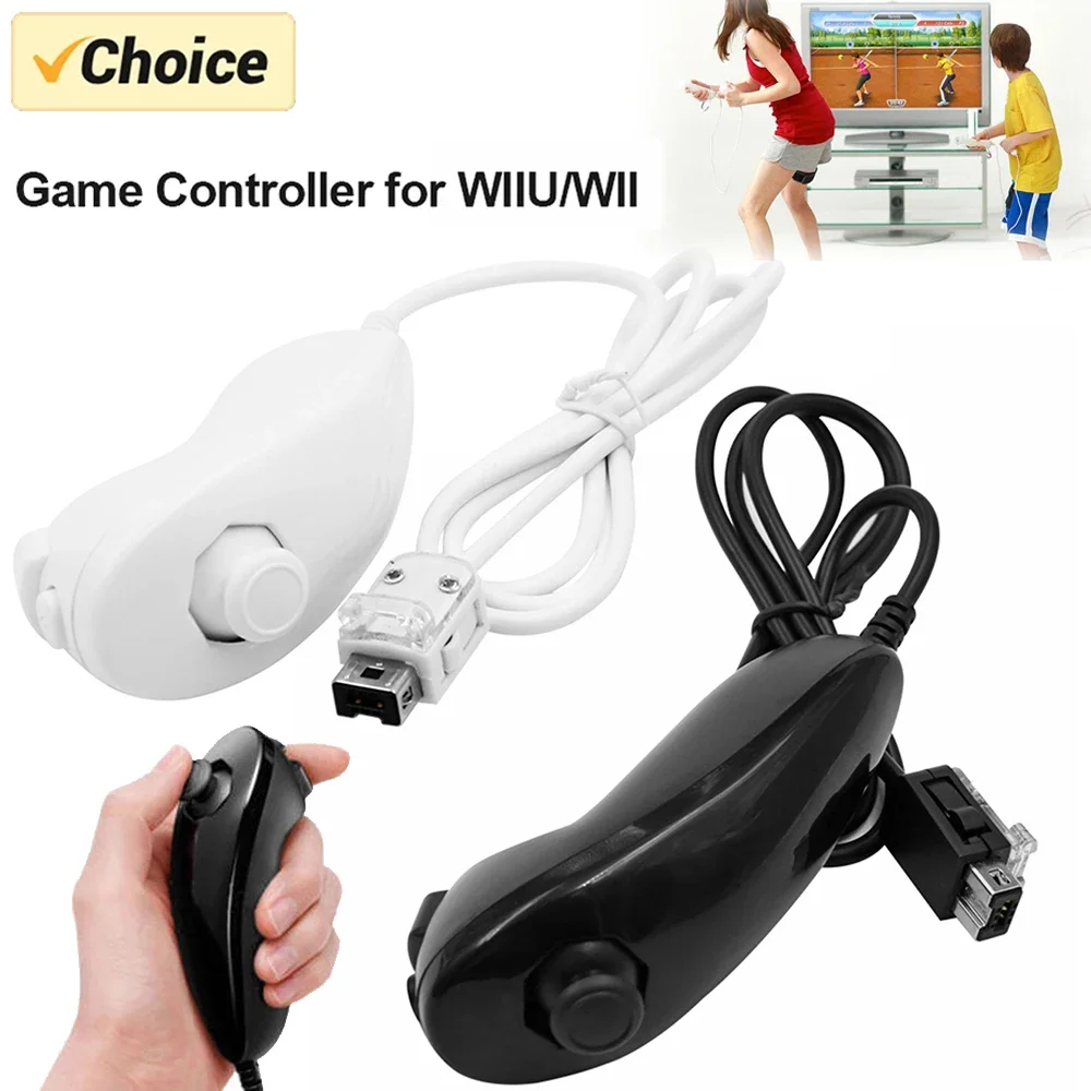 Für Nintendo Wii Game Controller Nun chuck Hand gebogener Game Handle Controller Joystick für Nintendo Wii/Wii U Gamepad Zubehör Image