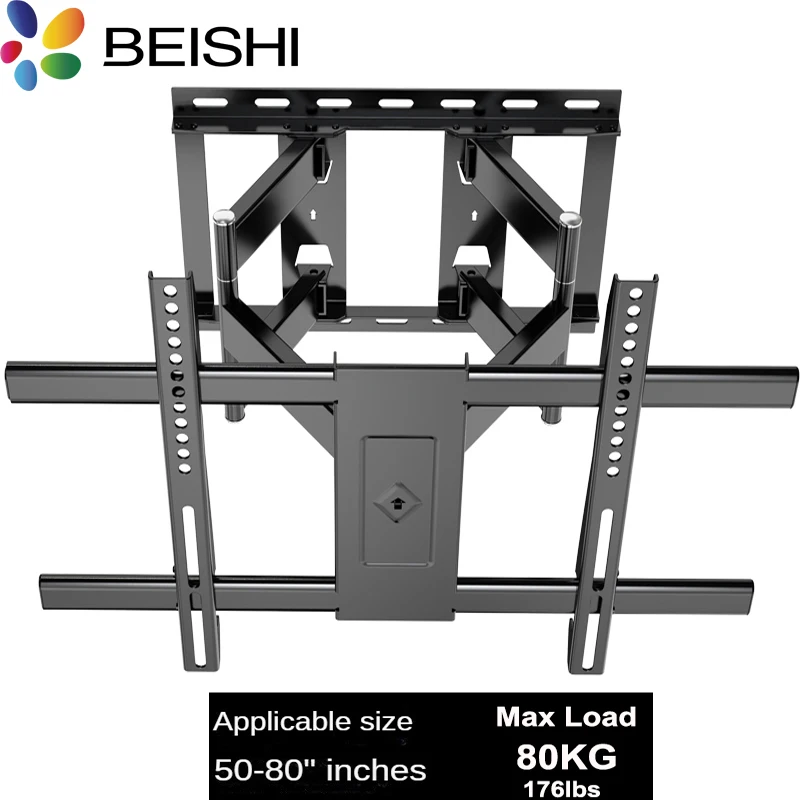 BEISHI Rack Full Motion TV-Wandhalterung für 32 Zoll - 80 Zoll Gelenk-TV-Wandhalterung mit 6 Armen, Full Motion Tilt Bracket TV Image