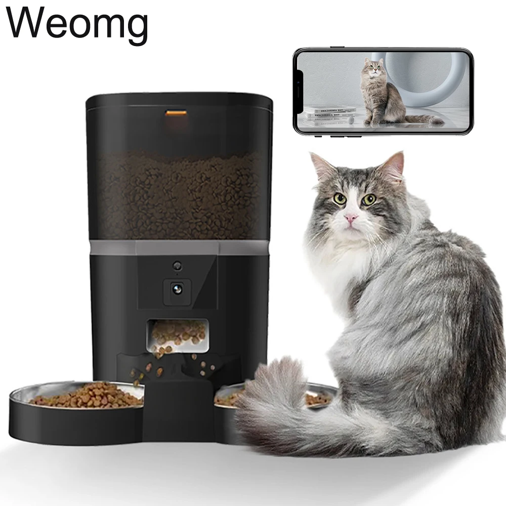 4l Doppel mahlzeit Kamera App automatische Tier fütterung Zeit für Haustier Katzen Hundefutter Edelstahl Schüssel Video Spender Smart Pet Feeder