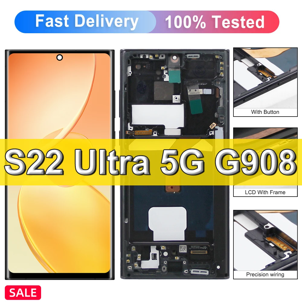 6,78" S22 Ultra Super Amoled für Samsung Galaxy S22 Ultra LCD-Display mit Rahmen S908B S908U Digitaler Touchscreen-Ersatz Image