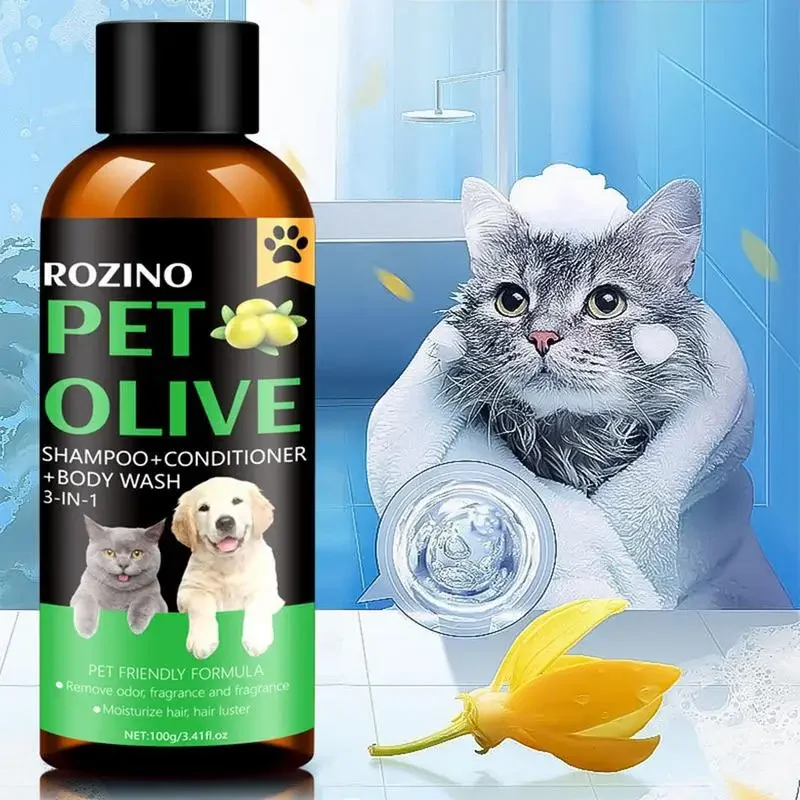 Hundeshampoo, 3-in-1, Katzen-Oliven-Duschgel, leistungsstarke Reinigung, Sterilisation, Desodorierung, Dufthaltung, Reinigungsmittel für Haustiere Image