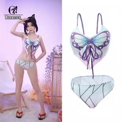 ROLECOS Kochou Shinobu Badeanzug Bandage Frauen Badeanzug Sexy Schmetterling Gedruckt Bikini Image