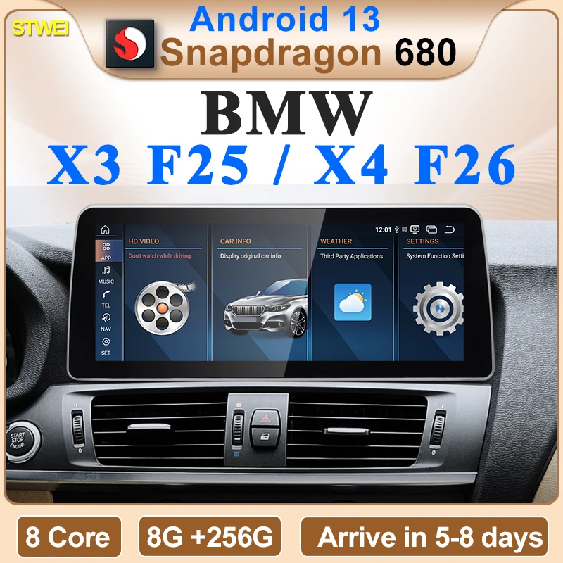 STWEI 2024 Neue ID6 ID7 ID8 Android 13 Qualcomm680 Snapdragon6225 8GB 256GB 12,3 zoll Für BMW X3 F25 X4 F26 Auto CarPlay AUTO Image