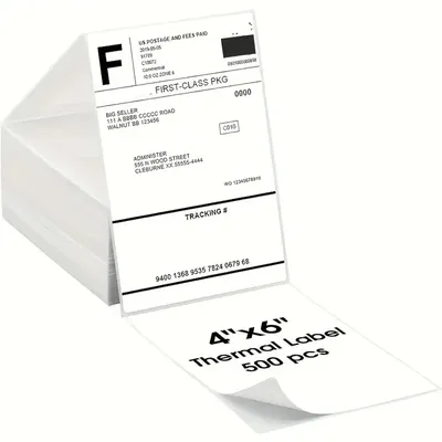 4x6 Inch Direct Thermal Labels 500 Labels Per stacked -Strong Adhesive, Labels Resistant to Water &