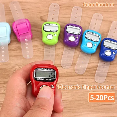 5-20Pcs Finger Counter w/ Compass Islamic Tasbih Bead 5 Digital LED Electronic Handheld Tally