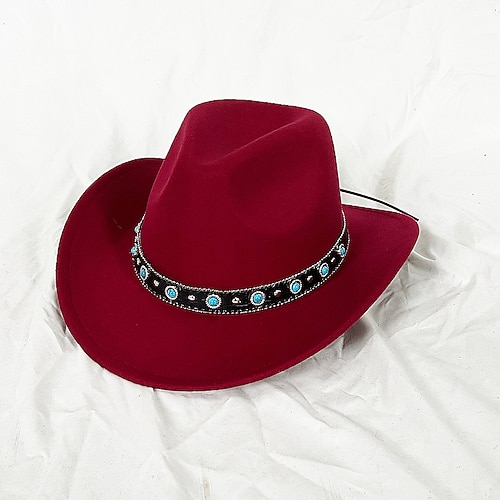 Modischer Cowboyhut für Männer und Frauen, Vintage-Western-Cowgirl-Jazz-Kappe mit breiter Krempe, Unisex-Sonnenhüte für den Strand oder die Reise Image