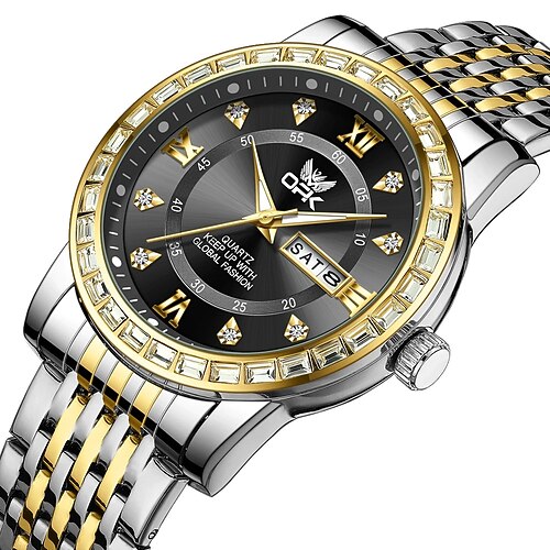 OPK 8174 Dual-Kalender Luxus-Quarzuhr für Männer Diamant römische Skala Business Hand Uhr wasserdicht Mode Original Mann Uhr Image