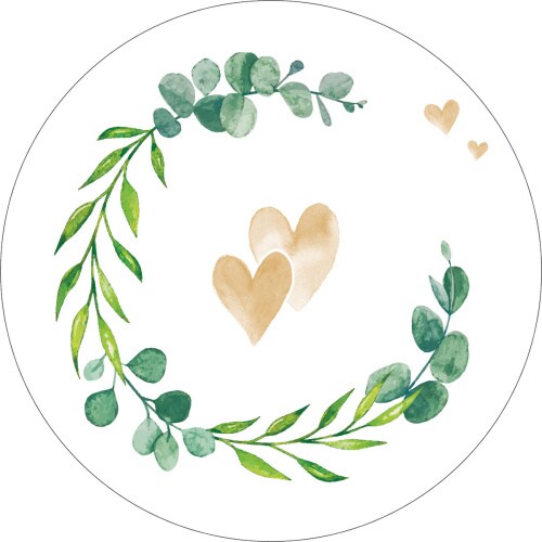 Bierdeckel aus Filzpappe/Karton, "Eukalyptus-Herz", Ø 107 mm, rund, 1000 Stück - Mank Image