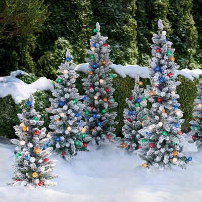 Christmas Cheerful Flocked Tree - 4' - Grandin Road