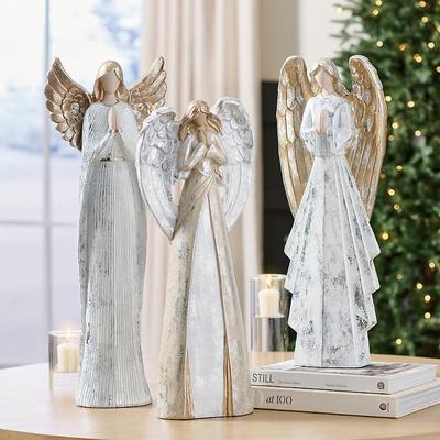 Christmas Shimmer Angel Decor - Gold Wings Down - Grandin Road