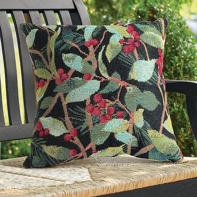 Christmas Holly Print Outdoor Pillow - Grandin Road