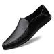 Mens Slip-on Loafers Breathable Moccasins Flats Shoes Causal Business Leather Oxfords Driving Shoes Black UK 6.5