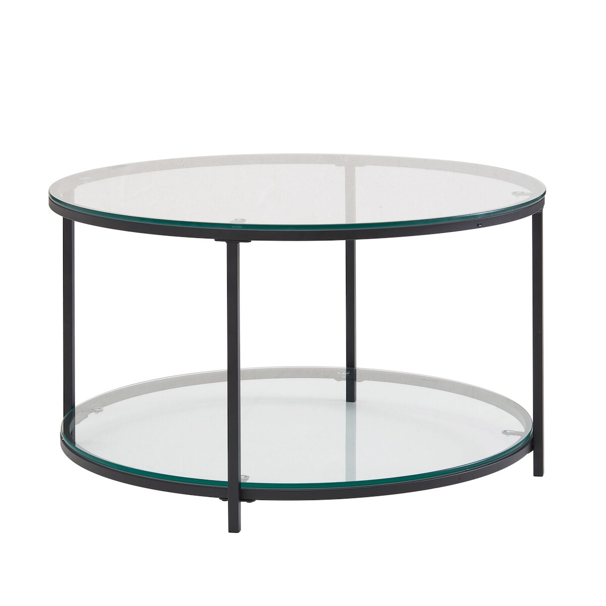 Couchtisch `Trebbia`: Glas-Metall Mix, 2 Ablagen, Marmoroptik, stabil. Transparent, 80x80x45 cm | Kadima Design Image