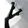 DOBANER Super Frauen Knie Hohe Plattform Stiefel Seite Zip High Heels Stiefel Faux Leder Handgemachte Schuhe Frau Große Größe 43 44 47 50 52