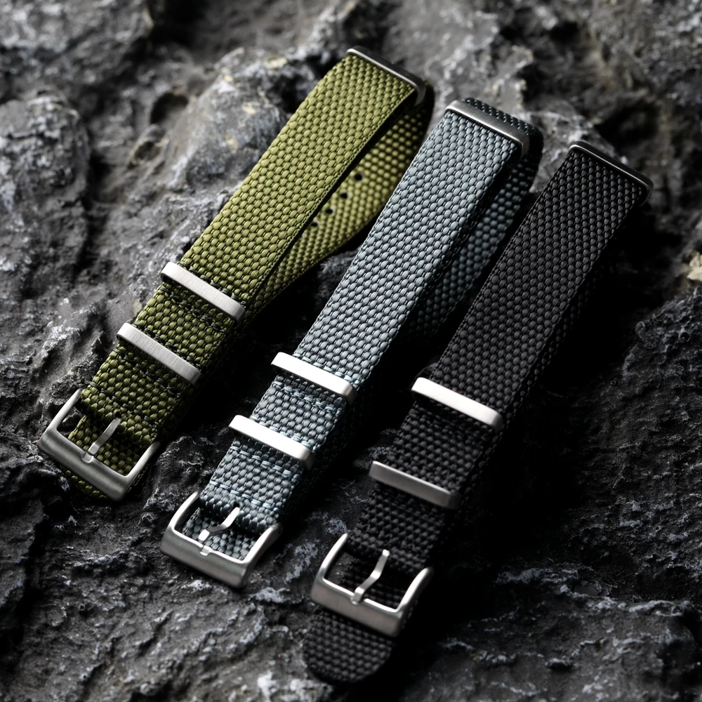Hand gefertigtes Nylon armband 20 22mm schwarz grün grau vintage g10 Taucher uhr weiche wasserdichte Herren uhr kette Soldat Uhren kette
