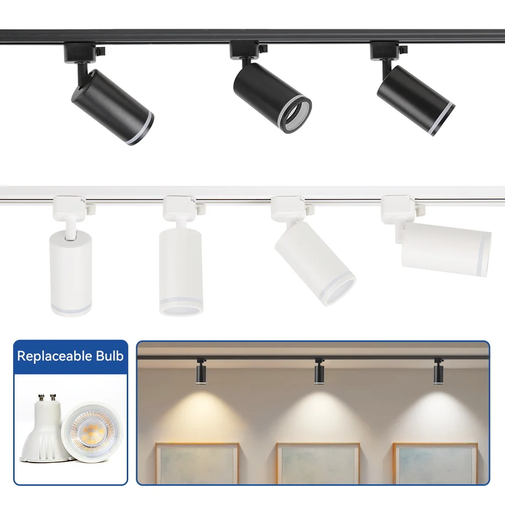 Ganze Set Teile LED Track Licht GU10 Austauschbare Glühbirnen Glanz Beleuchtung Schiene Spot Lampe Barber Shop Hause 220V Led strahler