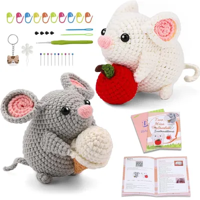 2 Hamster-Häkeltier-Kits mit Schritt-für-Schritt-Video-Tutorials Häkeln Starter-Kit Stricken Image