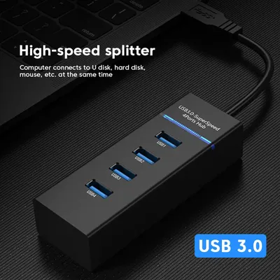 4Port USB 3,0 Hub USB Hub Hochgeschwindigkeits-USB-Splitter-Adapter 5 Gbit/s für PC-Computer zubehör Multi port Hub 4 USB 3,0 2,0 Ports Image