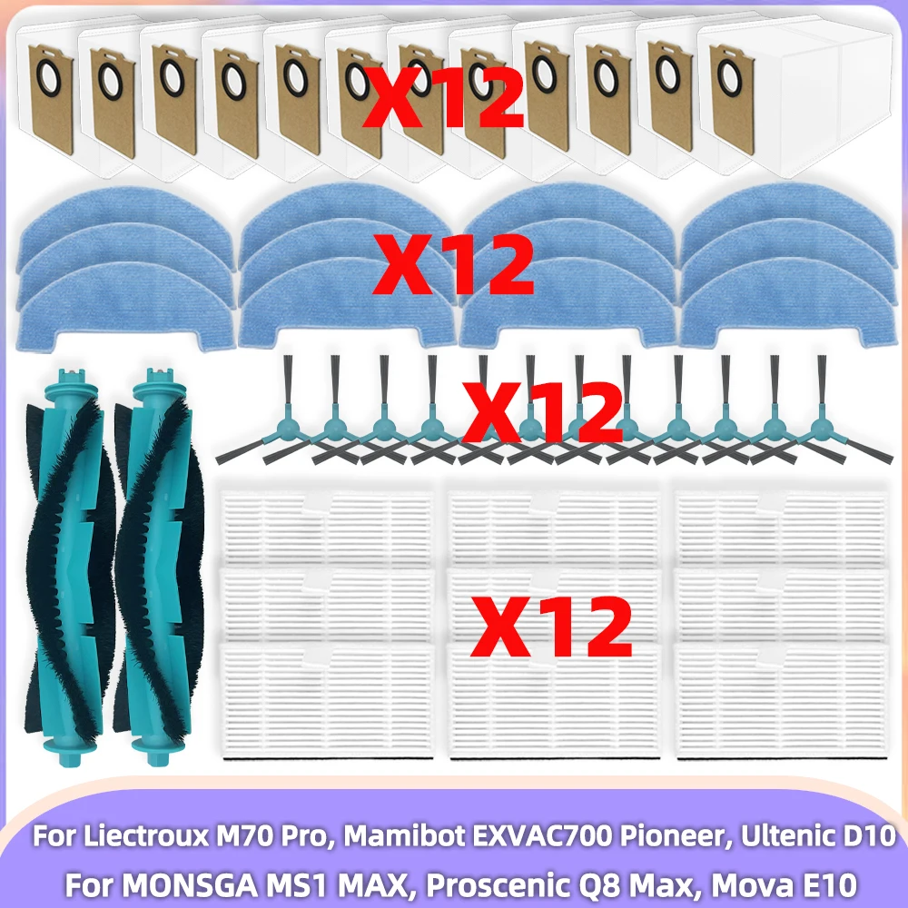 Passend für MONSGA MS1 MAX, Proscenic Q8 Max, Mova E10, Trouver E10, Liectroux M70 Pro, Mamibot EXVAC700 Pioneer Bürste Filter Tuch Beutel Image