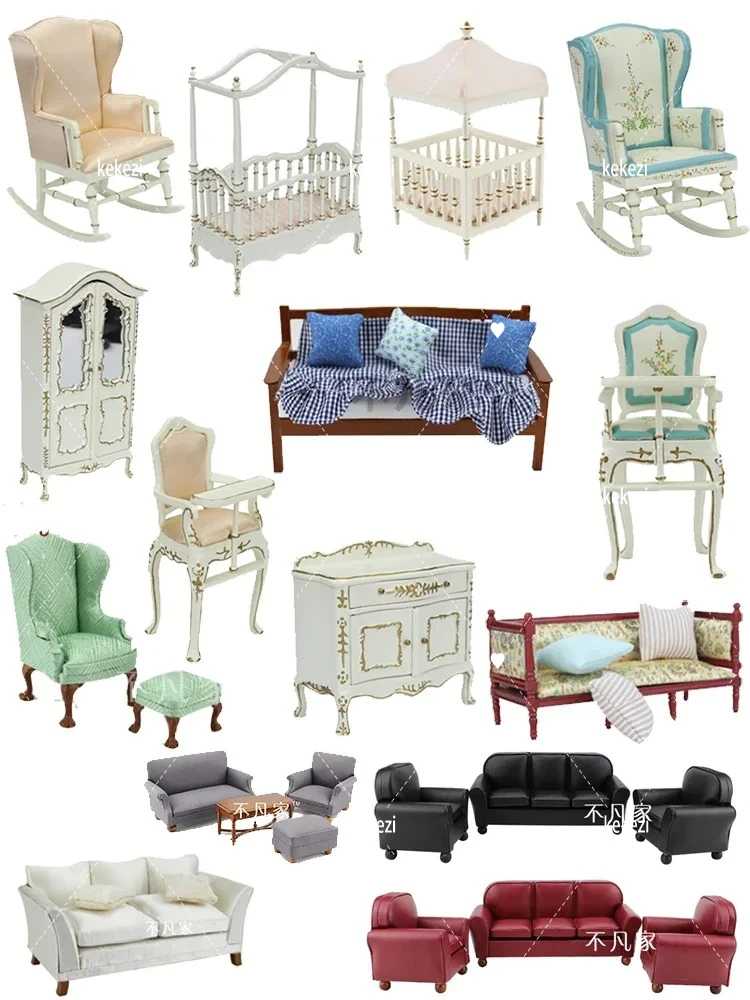 Miniatur-Puppenhausmöbel aus Holz, 1:12, klassische Mini-Möbel, Modellpalast, Retro-Luxus-Puppe, Kleiderschrank, Puppenzubehör